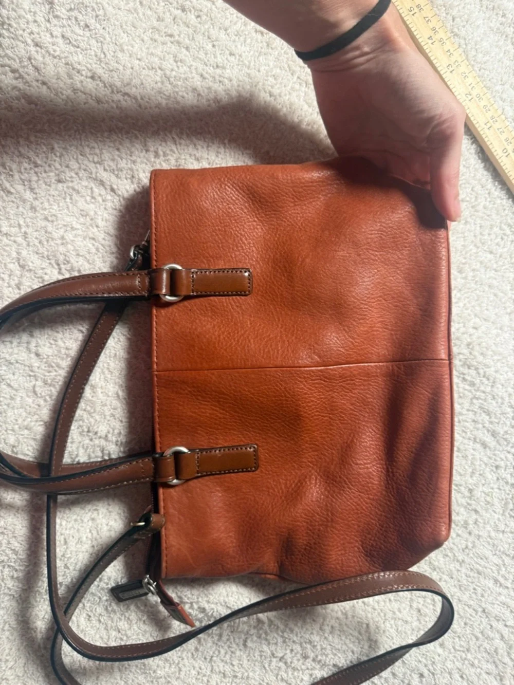 Vintage Fossil Leather Tote Handbag in Chestnut Brown - Classic Women's Bag - Picture 8 of 13